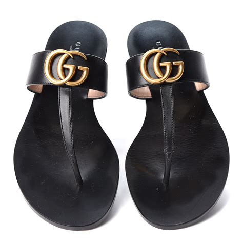 authentic black Gucci thong sandals